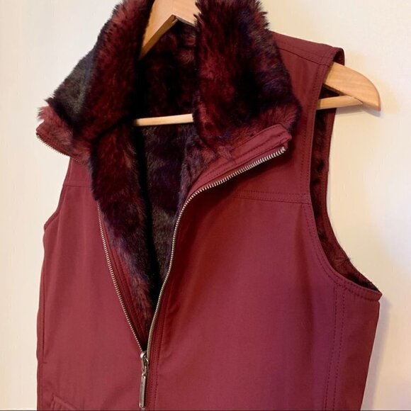 Burgundy Faux Fur Reversible 2 in 1 Vest - Picture 12 of 15
